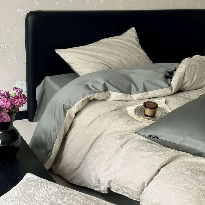 Home Textiles 200S Satin Jacquard Cotton Four-piece Set Simple Light Luxury Quilt and Sheet Style Y260124