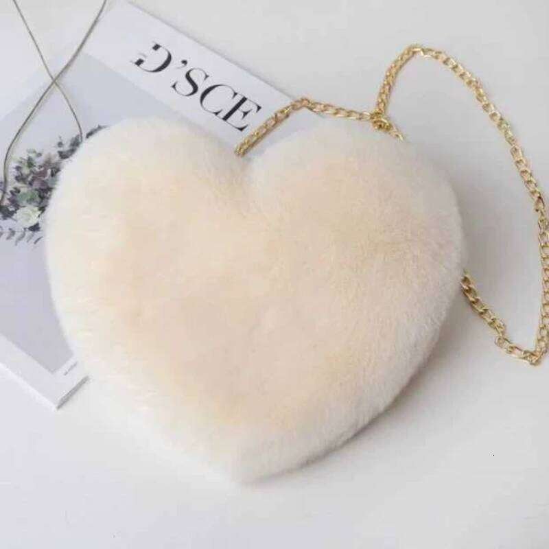 New Valentine's Day Chain Plush Diagonal Cross Peach Heart shaped Love Small Bag Female XJ260125