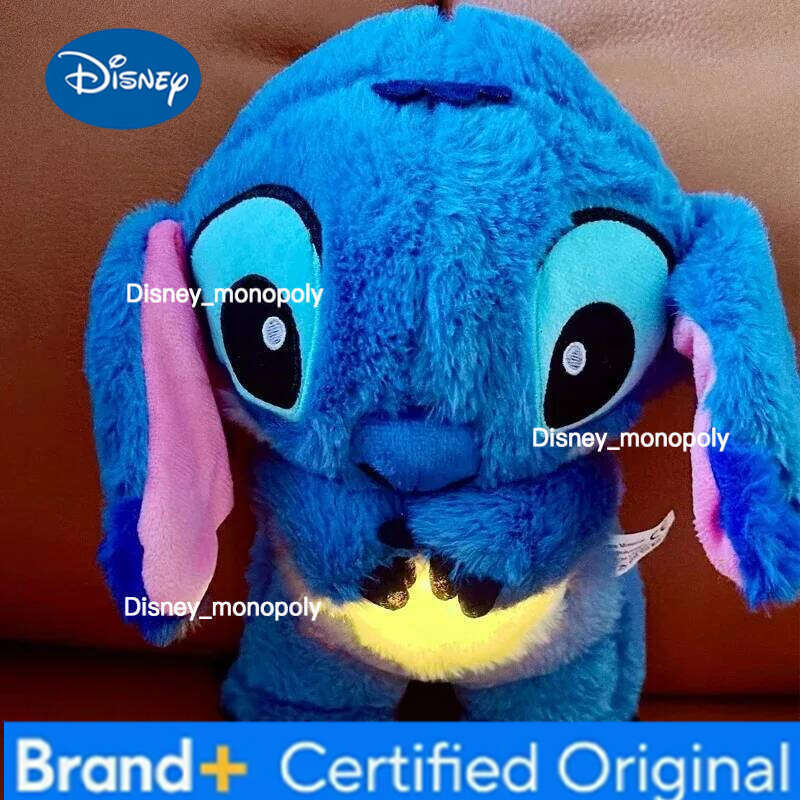 Disney New Stitch Plush Doll Breath Child Peluche Lilo&Stitch Kawaii Soothes Toy Anime Baby Music Light Sleep Toys Model Kid Gift H260126