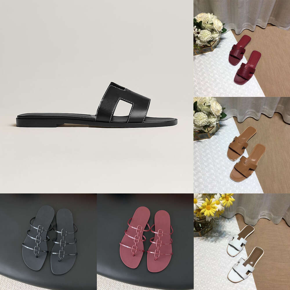 Designer Sandales Fashion Sandals Genuine Leather Women Slippers Summer Luxury Flat Slides Ladies Beach Sandal Party Wedding h Oran Slipper size 35-43