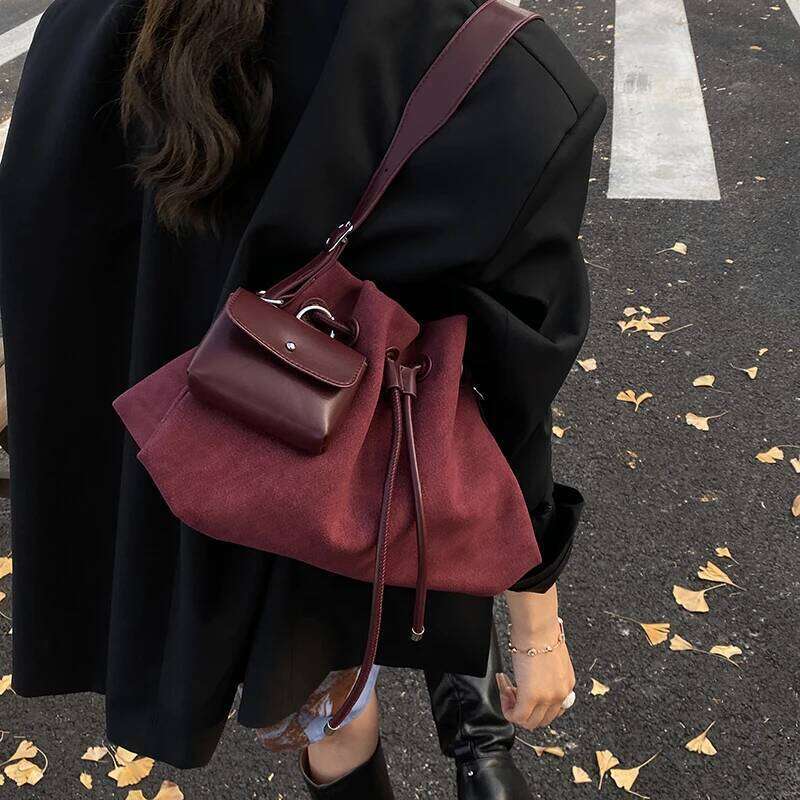 LEFTSIDE PU Leather Bucket Crossbody Bags for Women 2025 Trend Female Korean Fashion Lady Shoulder Bag Handbags and Purses XJ260125