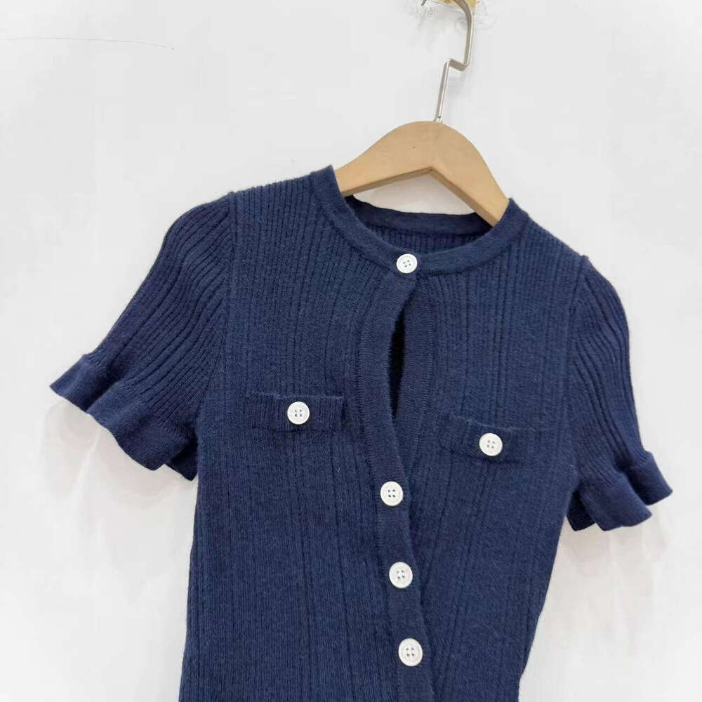 2026 autumn French elegant designer asymmetric hollow pleated knitted cardigan top for women