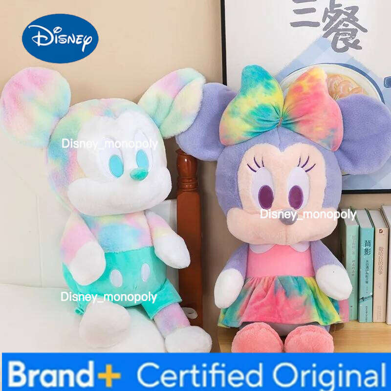 Disney Cartoon Glitter Mickey Mouse Plush Toy Colorful Couple Doll Set Cute Stuffed Animal Figure for Birthday Gift H260126
