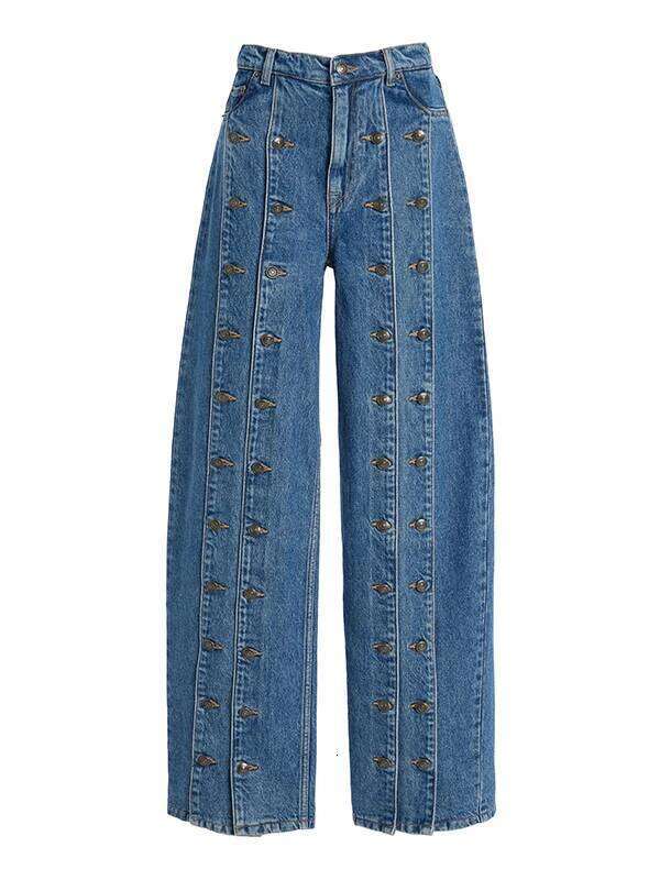 Women's Spring Autumn Stylish Button Jeans Pants 2025 New Denim Long Vintage Trousers Woman Bottoms Clothes for Ladies C260126 - view 7