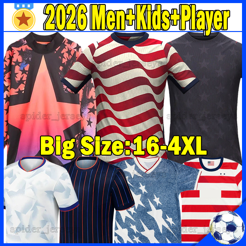 XXXL 4XL United States World Cup 2026 Soccer Jerseys USAS ARFSTEN BALOGUN PEPI WRIGHT ROLDAN TILLMAN Men Uniforms 26 27 AARONSON REYNA Retro Football Shirts kids kits