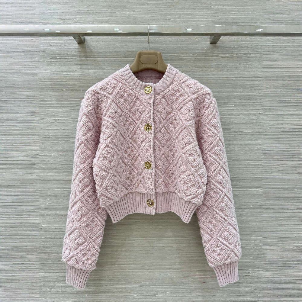 G Quality 25 New Diamond Pattern Jacquard Thick Knitted Cardigan Sweater Stand Collar Zipper Jacket