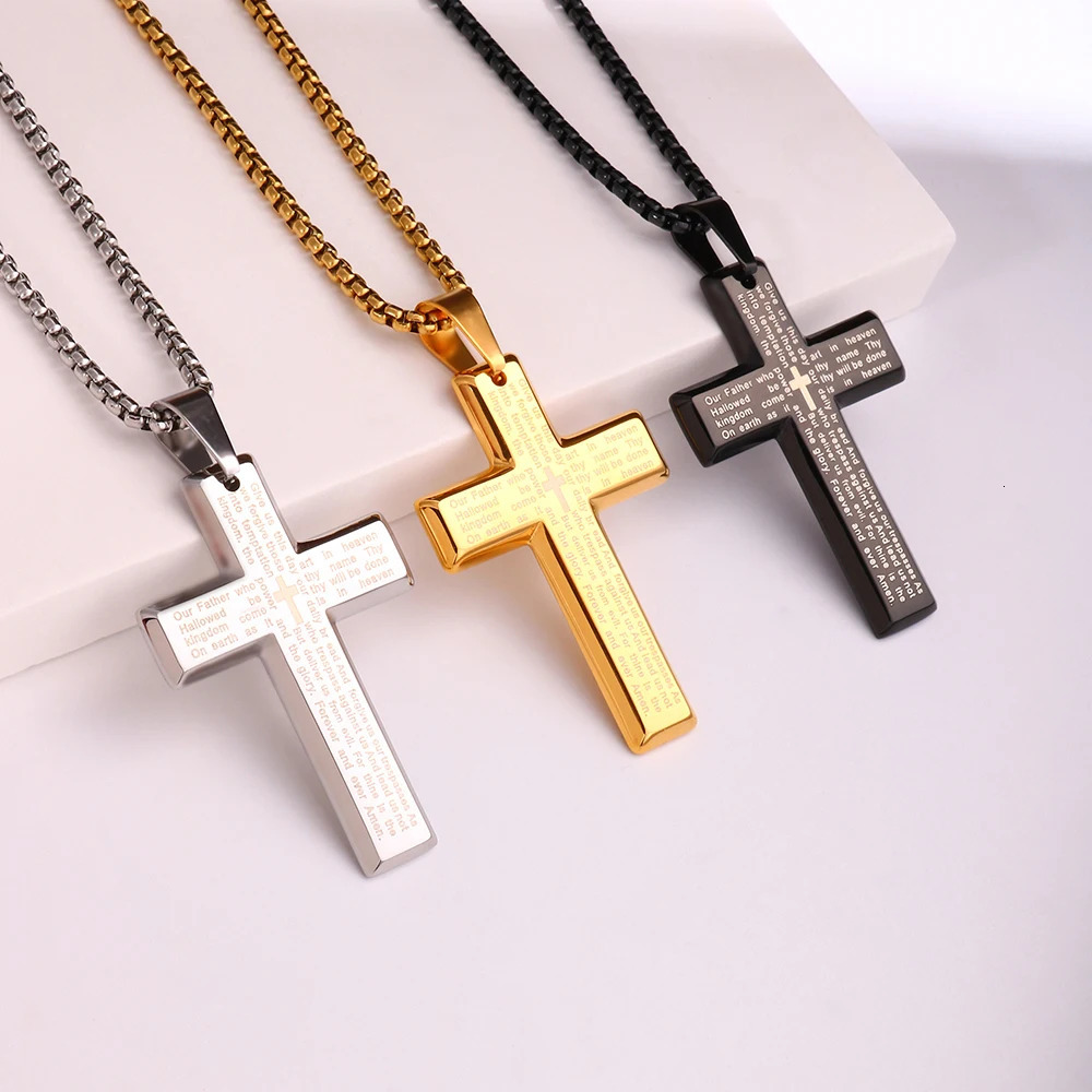 Collier Homme Spiritual Male Minimalism Stainless Steel Necklace Mans Jesus Cross Necklace for Man Collar Hombre 251230