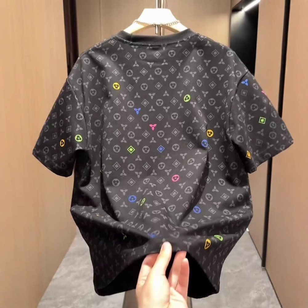 Luxury Brand Designer Clothes Versatile Loose Inner Wear T-Shirt Trendy Full Print Mens Short Sleeve T2025 Summer New Style Cool Casual Round Neck Top