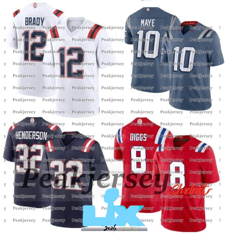 10 Drake Maye 2026 Super B Football Jersey 8 Stefon Diggs Will Campbell Christian Gonzalez Tom Brady Rob Gronkowski Rhamondre Stevenson TreVeyon Henderson (shxinet)