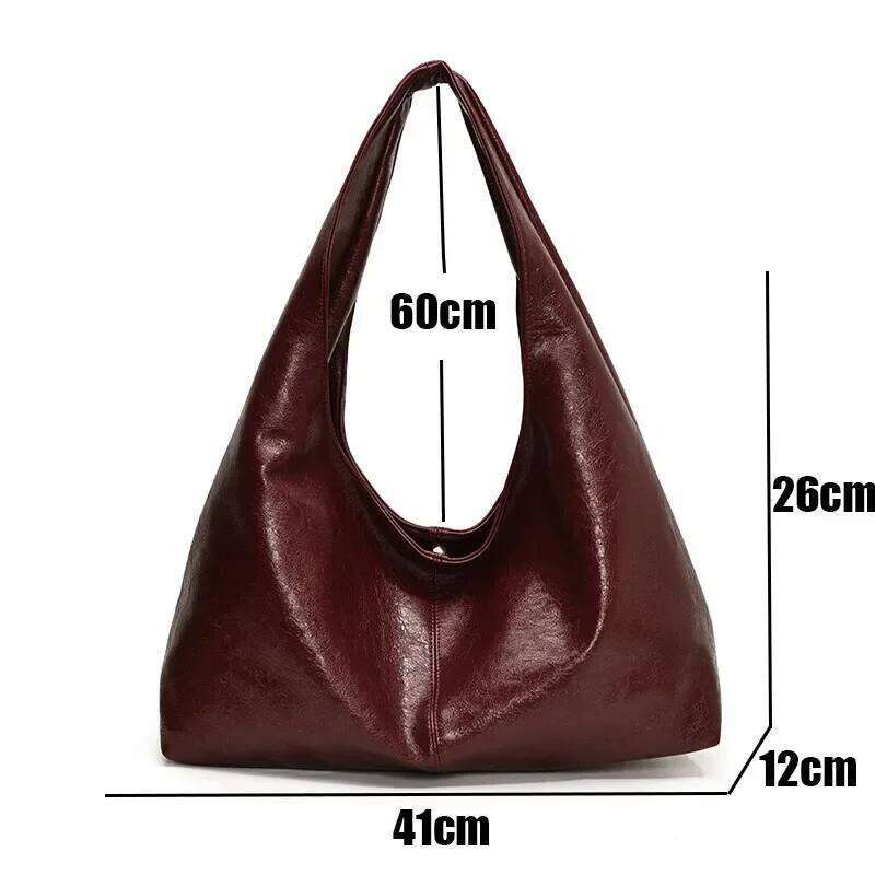 Large Capacity PU Leather Hobo Underarm Bags Autumn Winter Shoulder Bag for Women 2025 New Trend Handbags and Purses Tote XJ260125