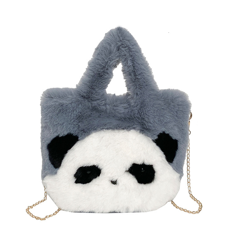 Panda Plush New Fluffy Bucket Cute Soft Face Large Capacity Handbag Shoulder Underarm Bag Crossbody