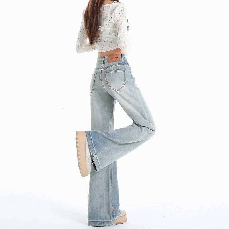 Women Jeans Cotton Denim Flared Pants Elastic Force Vintage Streetwear High Waist Slim Mom Harajuku Trousers Plus Length C260126 - view 6