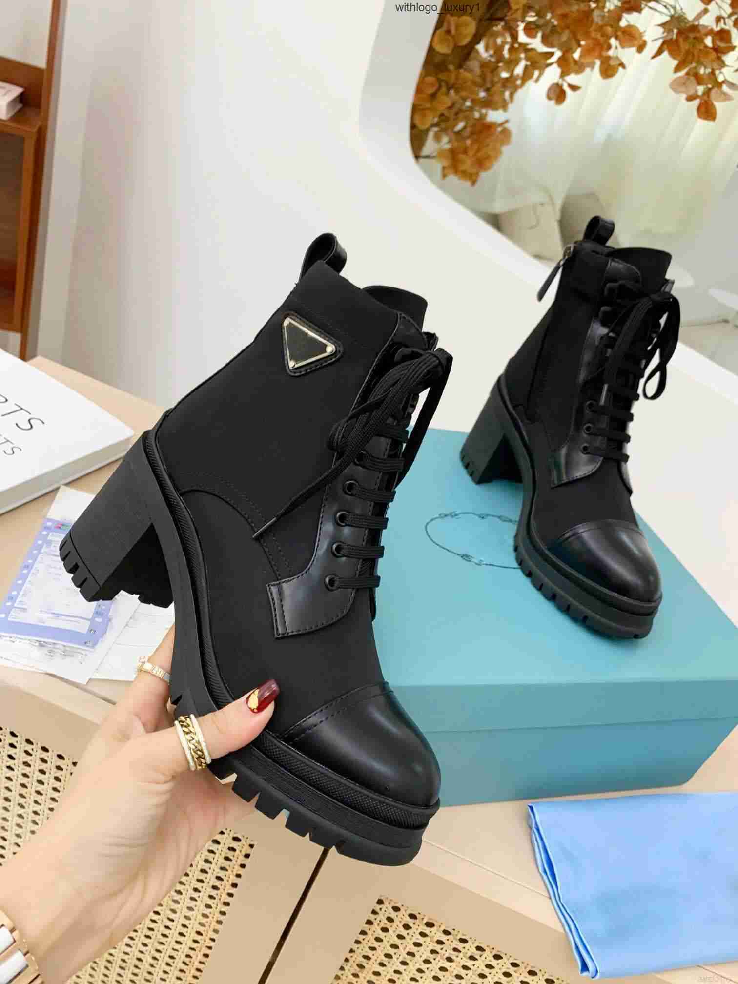 designer brushed leather and nylon ankle boots luxury biker platform australia winter sneakers size eu 35 41 pradashoe pradasneake pradacup pradas pradaprada BP24