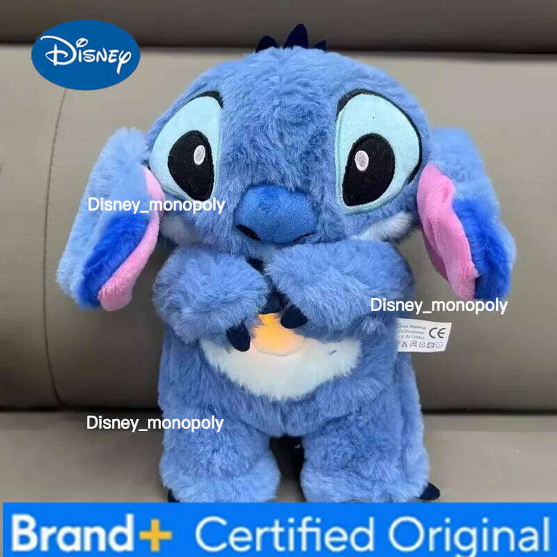Disney Halloween Plush Doll With Breath Child Peluche Soothes Anime Baby Light Sleep Toys Pumpkin Stitch Kids Gifts H26012611