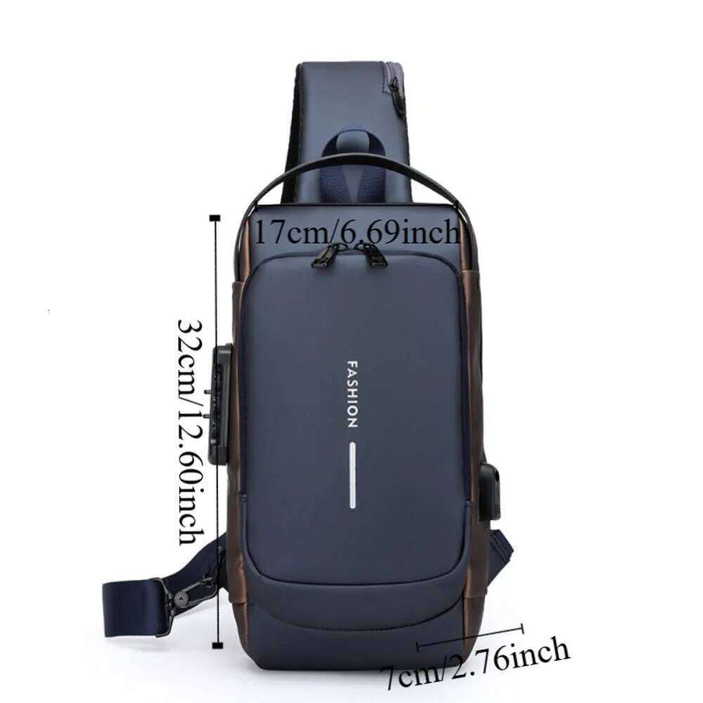 Anti-theft Men's Chest Password Lock Large Capacity Male Multifuctional Shoulder Bag Multi-pocket Water Proof XJ260125
