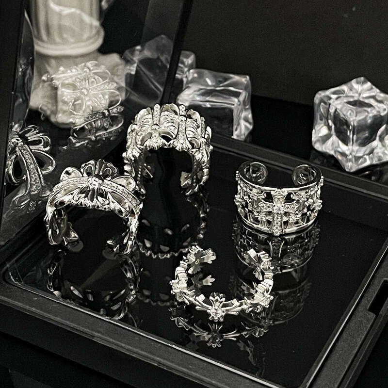 Punk Asymmetric Cross Ring Croxin Fashion Adjustable Women's Hip-Hop Personality Ring Trend