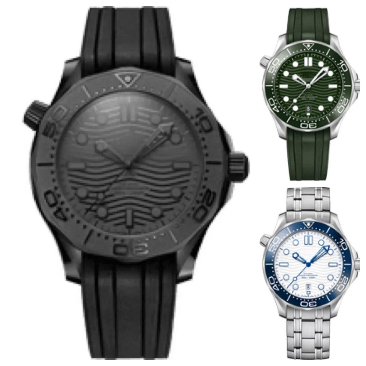 Mens watch Design men watches automatic Wristwatches Stainless steel/Rubber waterproof reloj orologio montre sapphire glass man sea speed master 300 600 omgs0297