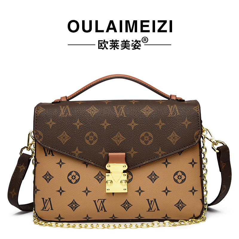 2026 OULAIMEIZI Light luxury vintage women's small square handbag style K-letter shoulder crossbody bag for women