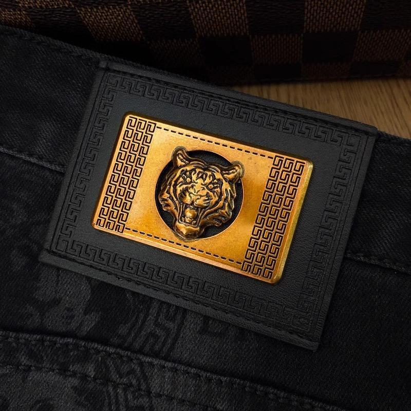 Luxury Brand Designer Clothes High-end European Black Jeans Men's Printed Stretch Slim Fit Skinny 2025 Autumn New Casual Long Pants