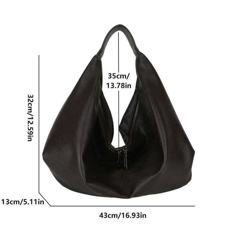 Big Black Shoulder Bags for Women Large Hobo Shopper Solid Color Quality Soft Leather Crossbody Handbag Lady Travel Tote Bag XJ260125