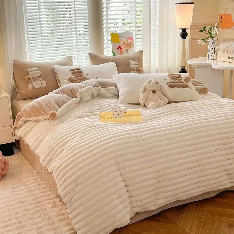 2023 New Class A B Face Milk obedient Rabbit Four Piece Plush Set for Warm Autumn and Winter Y260124