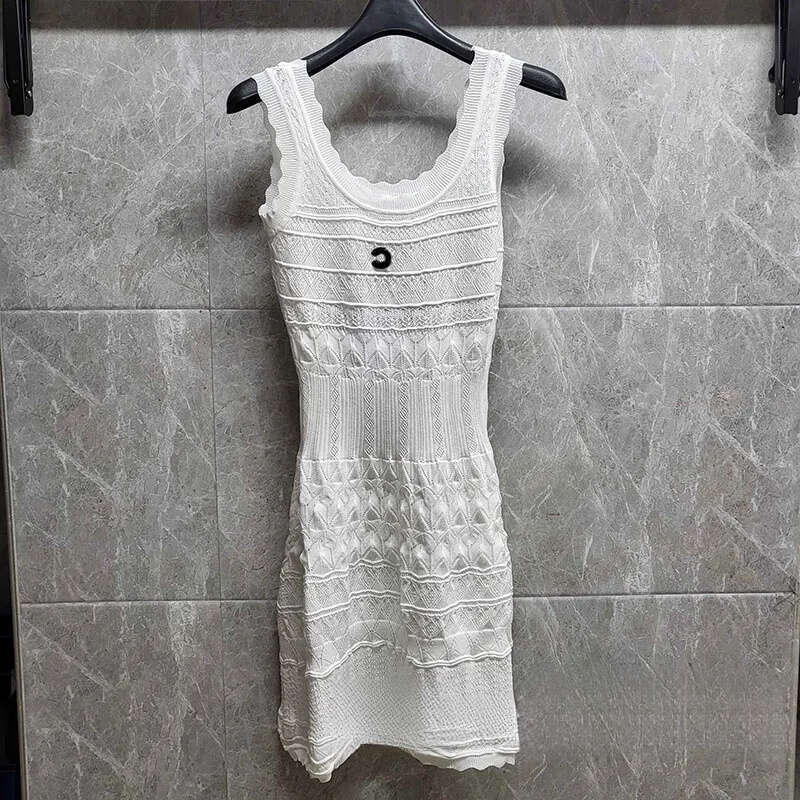 Designer Knitted Dress Slimming Low Round Neck Tank Top Dress Summer Street Style Wedding Date
