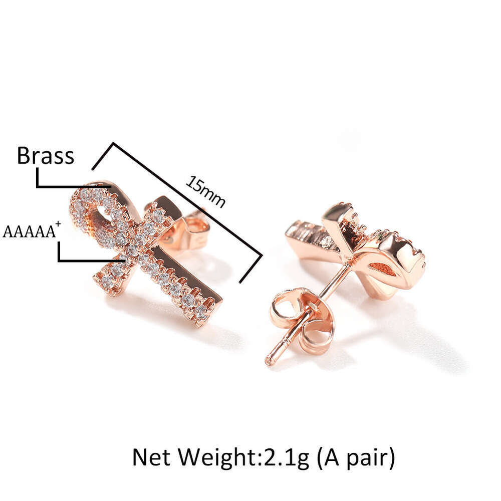 European and American Hip-Hop Trend Angel Cross Fashion Simple Moissanite diamond earrings Earrings Unisex One Piece Dropshipping