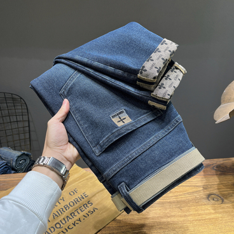 Designer Clothes 2025 Autumn Winter New Thickened Warm Lamb Wool Luxury Brand Jeans For Men Stretch Slim Fit Skinny Wear-Resistant Dirty Long Pants