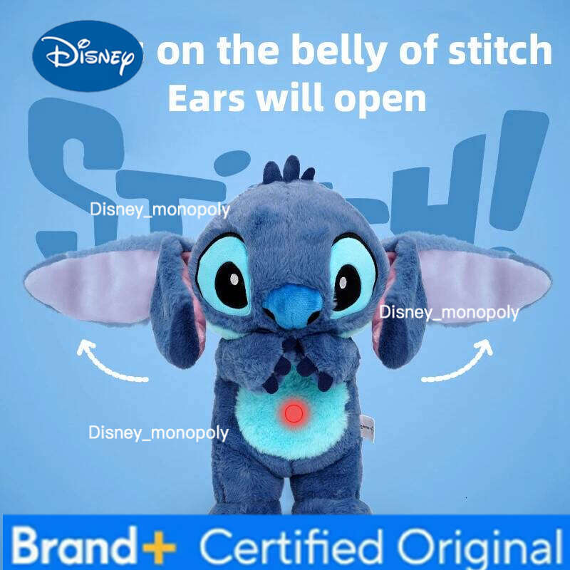 Disney Kawaii Stitch Stuffed Toys Cartoon&Cute Lilo&Stitch Ears Can Move Plush Dolls Birthday Gift For Kids Or Girlfriend H260126