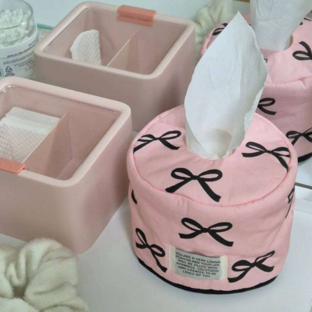 Bowknot Table Decor Storage Napkin Box Space-saving Roll Paper Tissue Case Holder Home