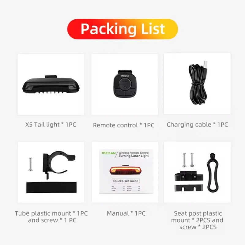 MEILAN X5 Bike Taillight Smart USB LED Wireless Remote Control Bicycle Rear Light Road Laser Turn Signal Cycling Lamp 260121