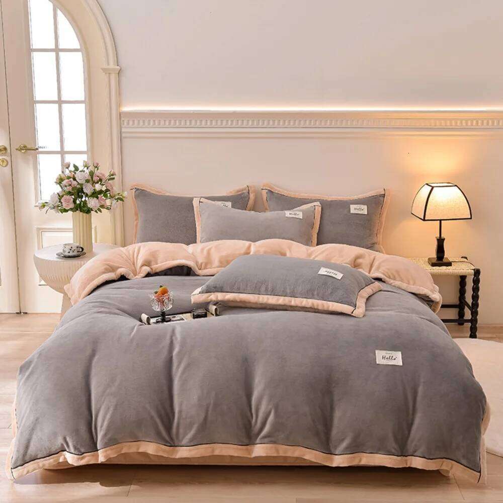 Winter Thickened Milk Velvet Bedding Warm Duvet Bedroom Decor Quilt Cover Bed Sheet Pillowcase Soft Four-Piece Set Y260124