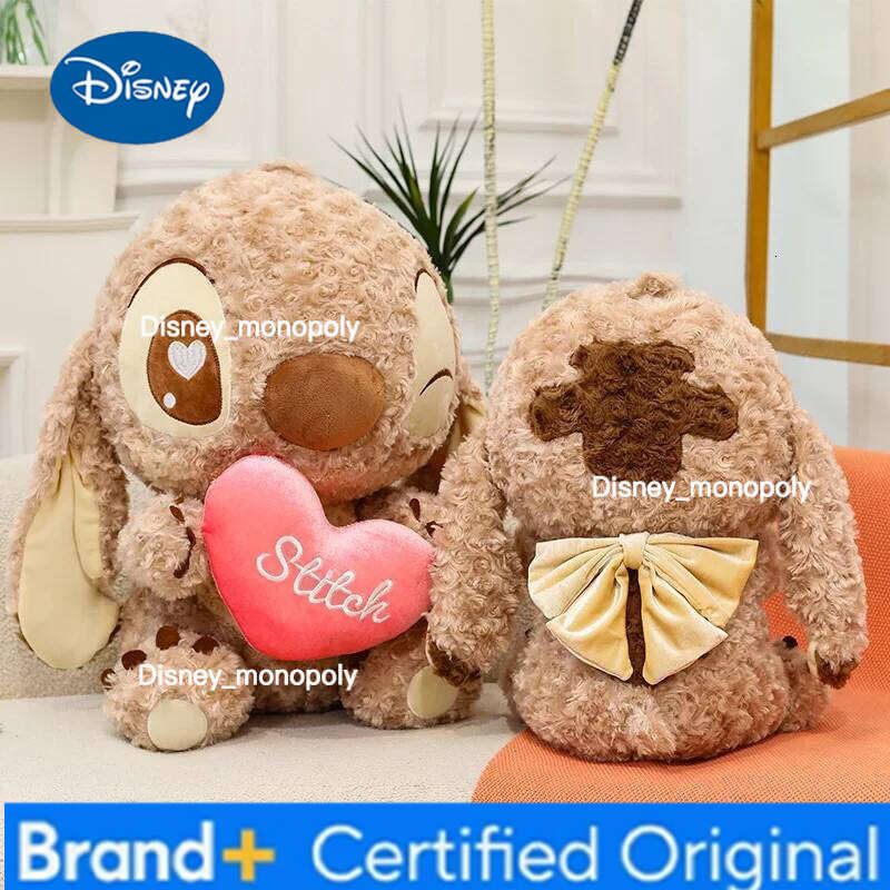 Disney Potdemiel Stitch 30/80cm Plush Doll Toy Love Heart Hug Chocolate Brown Sofa Pillow Ornaments Girls Valentine'S Day Gift H260126