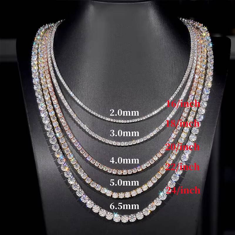 Moissanite chain RINNTIN SMN Lowest Price in Stock 925 Silver D VVS Mossanite Necklace VVS Diamond Women/mans Necklace/Bracelet Tennis Chain
