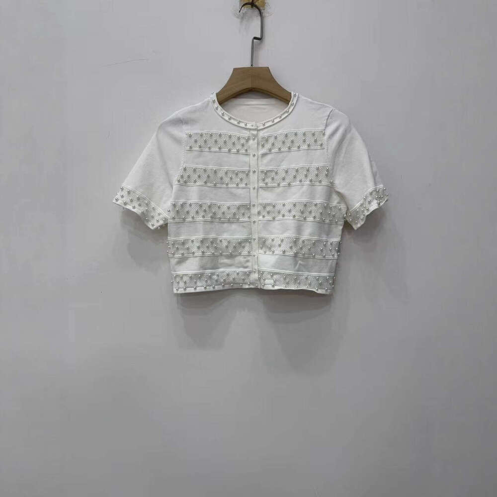 French elegance 2026 autumn and winter new style temperament white slim fit lace up dress bead knit cardigan