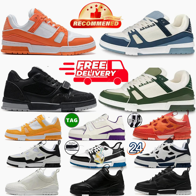 Skate Shoes Designer lvs Men Women Sneakers Casual Shoes red High Quality Fashion Lace-up Low-top Sport Breathable ly leather flower vuittonshoes Trainers 36-45