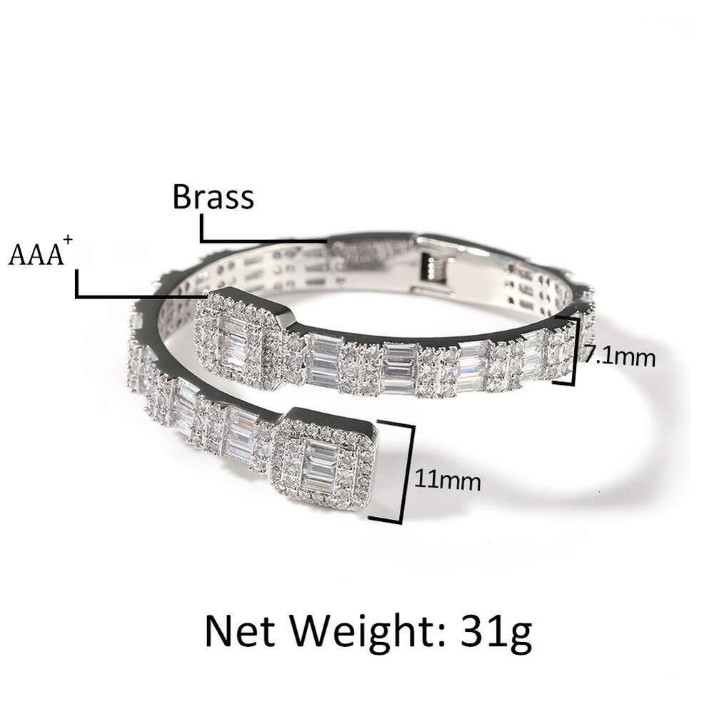 New Fashion Open Ins Style Inlaid Moissanite diamond bracelet Interwoven Two-tone Bracelet Personality Hip Hop Men's Jewelry