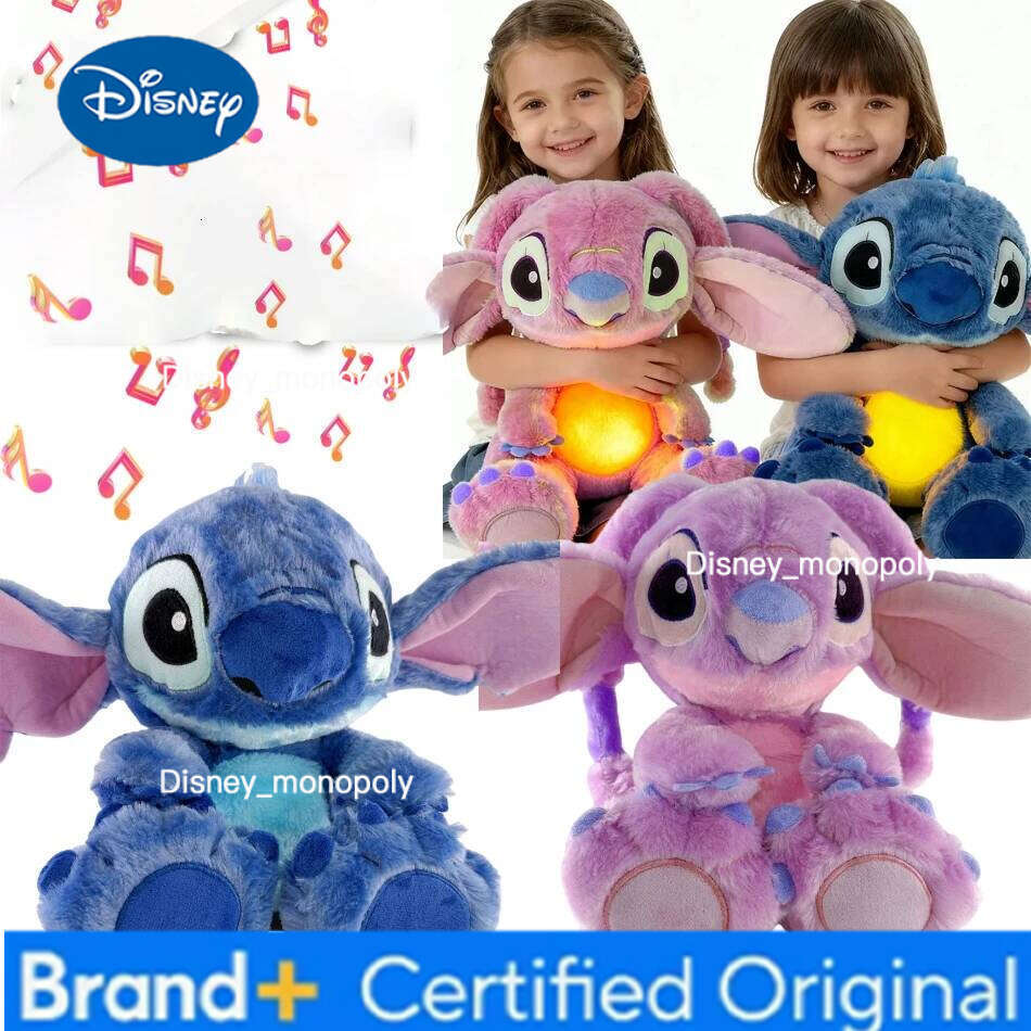 Disney New Big Stitch Breathing Companions Sleeping Plush Doll Boy Girls Soothing Music Luminous sleeping toy Room Ornament H260126