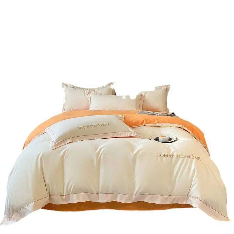 Pure long staple bedding set of four, all cotton matte bed sheet and duvet cover Y260124