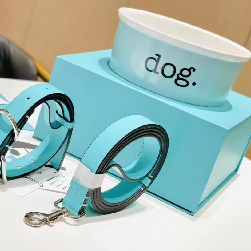 Designer Bowls Heavy Ceramic High Gloss Classic Blue Cat Bowl Durable Dog Food Water Pet Dish, Chew-Proof, Dishwasher and Microwave Safe J07