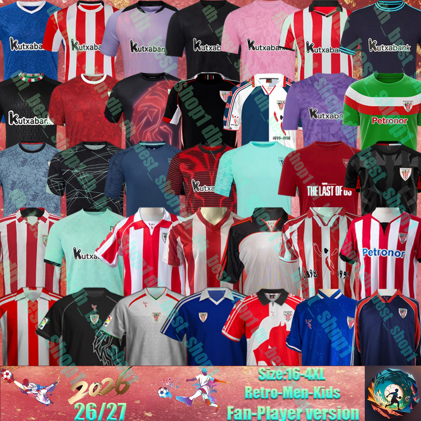 25 26 camiseta de Bilbao Soccer Jerseys 84 95 97 98 99 00 GURUZETA BERENGUER MUNIAIN Athletic WILLIAMS 01 03 08 11 12 JR Football shirt GARCIA VILLALIBRE Athletic Bilbao