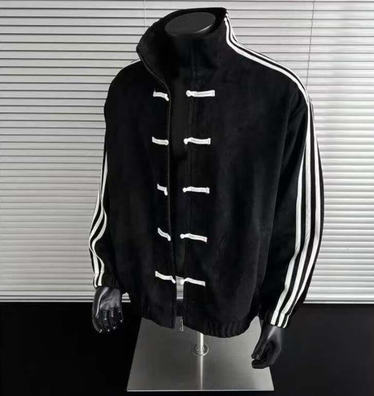 Men's Jackets Men's Outerwear Coats Classic Style Spliced Jacket for Oversize Stand Collar Single Breasted Retro Coat Men's Clothing
