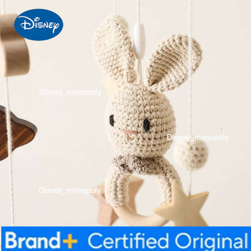 Disney Baby Wooden Cartoon Rabbit Hanging Rattles Hanger Crib Mobile Bed Bell Wood Toy Holder Arm Bracket Kid Gifts H260126