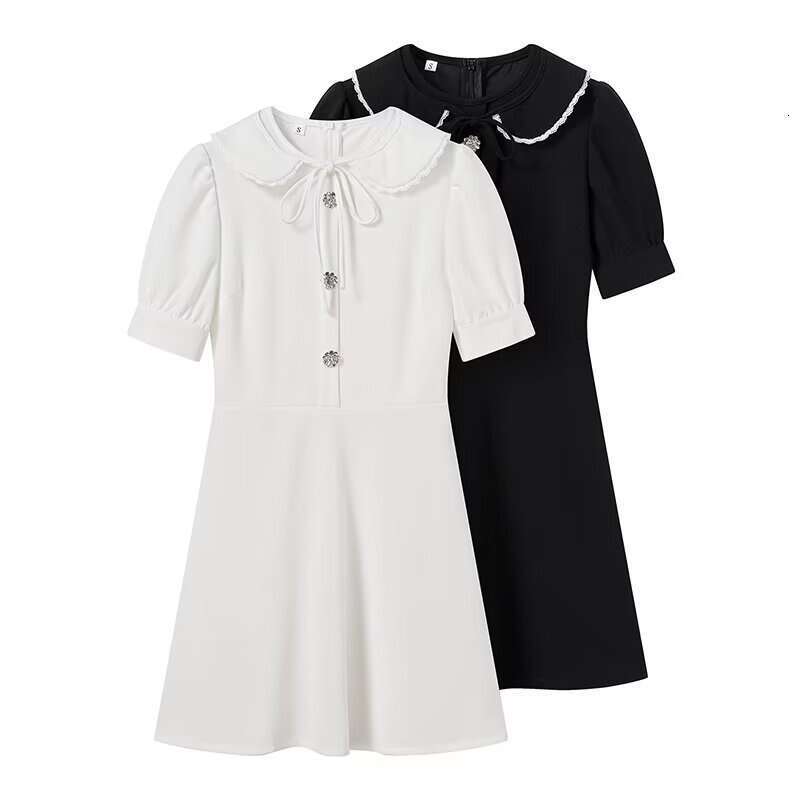 2026 Spring New European and American Women's Fashion Sweet and Elegant Detachable Doll Neck Dress