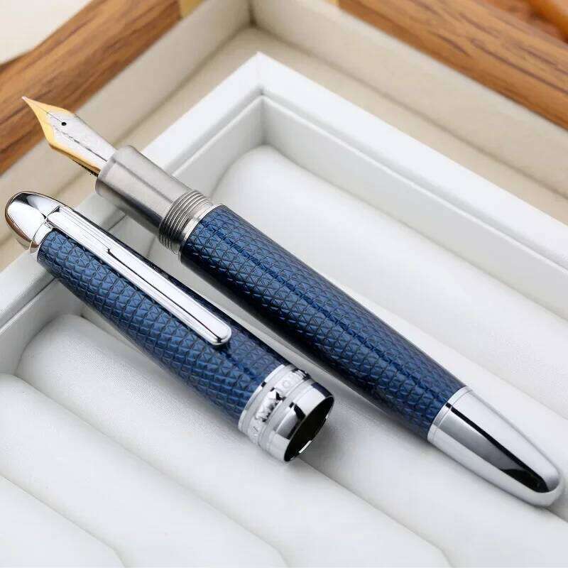 MAJOHN P136 Twilight Blue Piston Fountain - 3D Pattern & Anti-Slip Steel Grip, Large Capacity Ink Pen for Smooth Writing 26Y0126