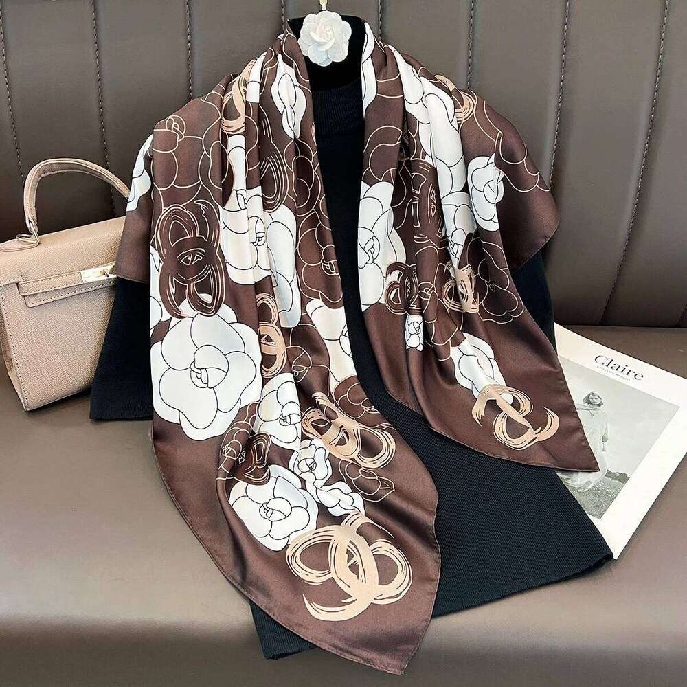 Four Seasons Women's Luxury Design Silk Soft Scarf, Soft Muslim Headscarf, Beach Sunscreen Headscarf, Silk Scarf, Cover Blanket