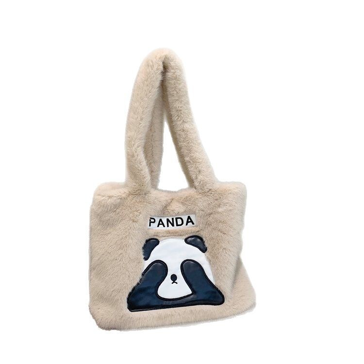 Cross-Border Wholesale Panda Backpack Shoulder Girl Underarm Tote Box Bag Plush 2025 New Model