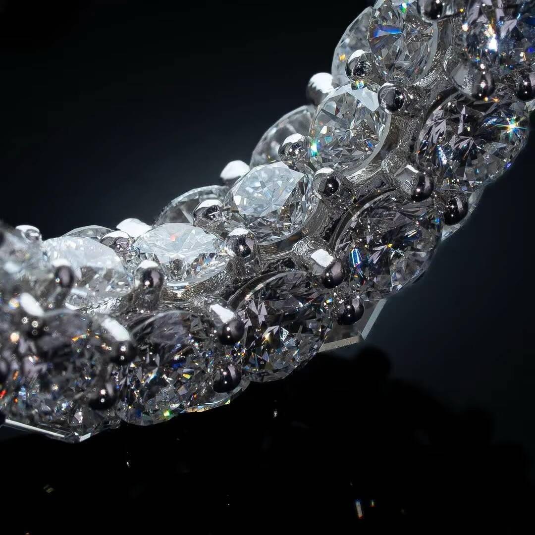 Iced Out Hexagon Round Moissanite Eternity Band 925 Silver Hip Hop Ring Luxury Full Eternity Jewelry