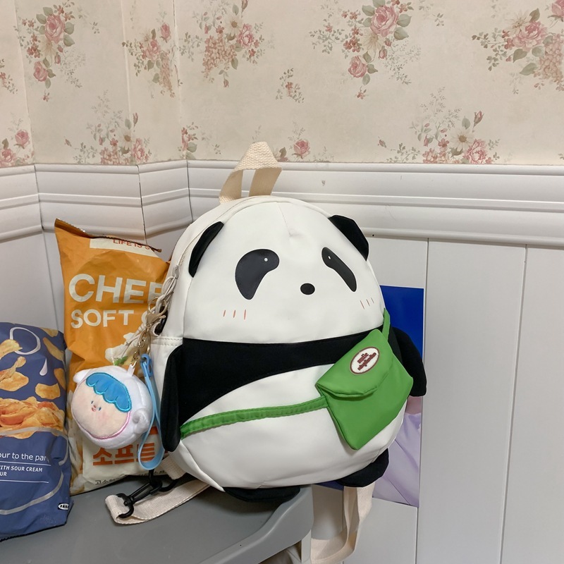 Artistic Large Capacity Style Panda Pattern Middle Student School Bag Girls Backpack National Trend
