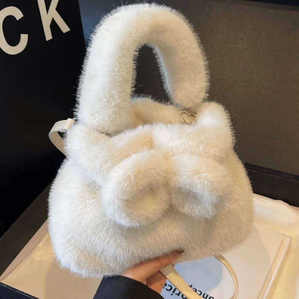 Women Plush Crossbody New Fashionable Stylish Versatile Handbag Leisure Solid Color Hairy Single Shoulder Underarm Bag XJ260125